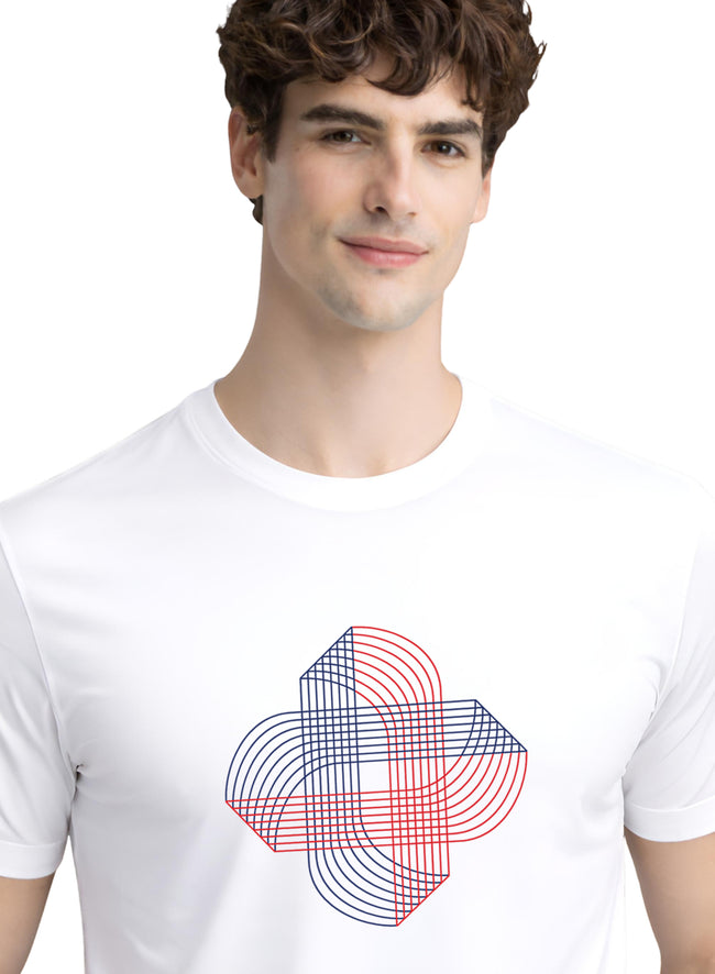 Men White Cotton Printed T-Shirt