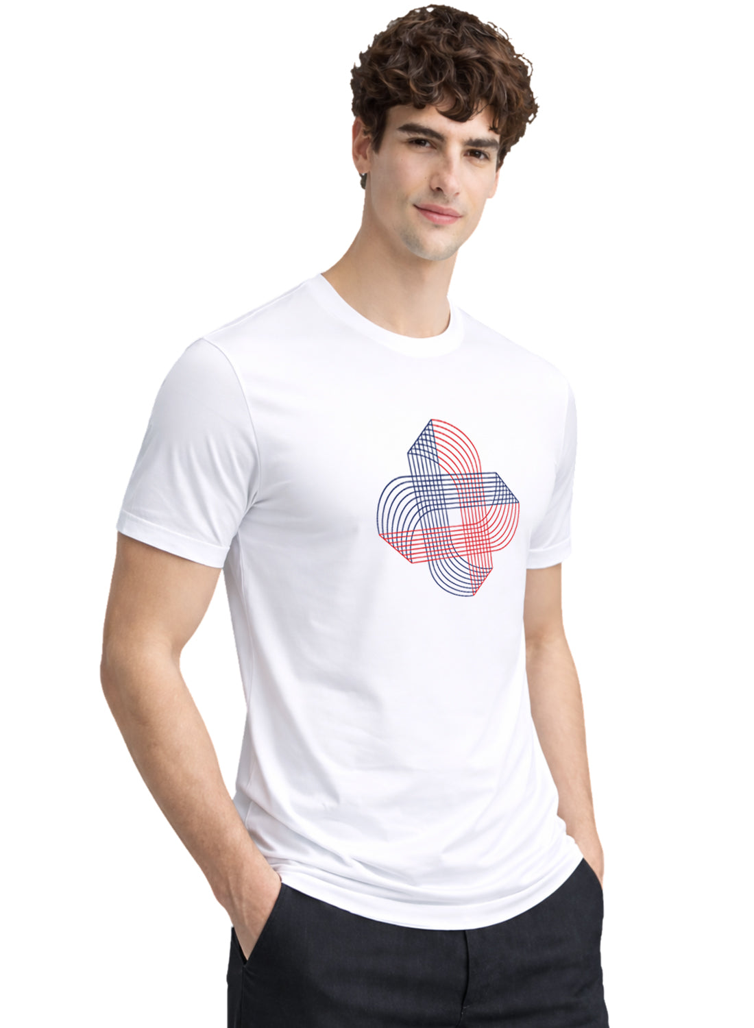 Men White Cotton Printed T-Shirt