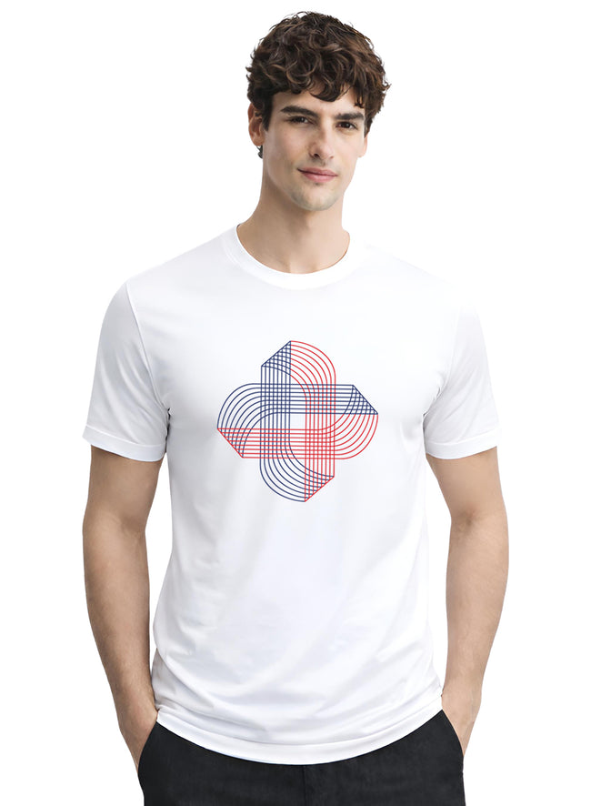 Men White Cotton Printed T-Shirt