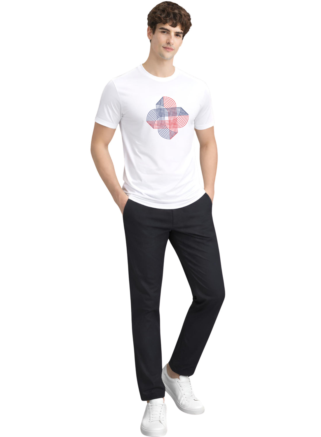 Men White Cotton Printed T-Shirt