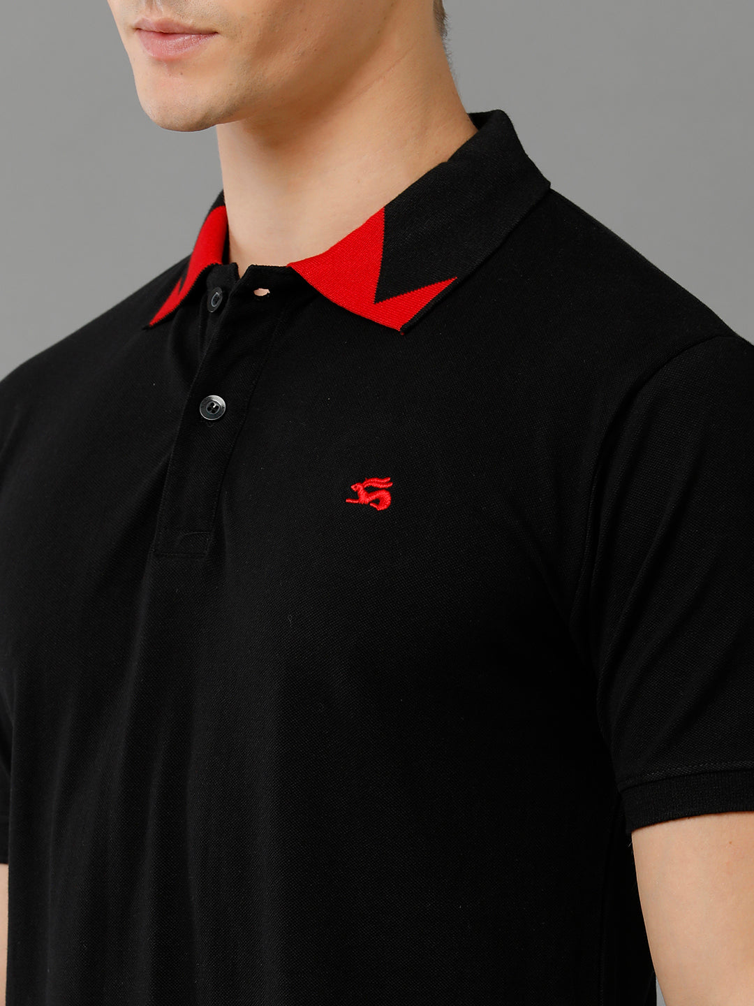Men Black Regular Fit Polo T-Shirt