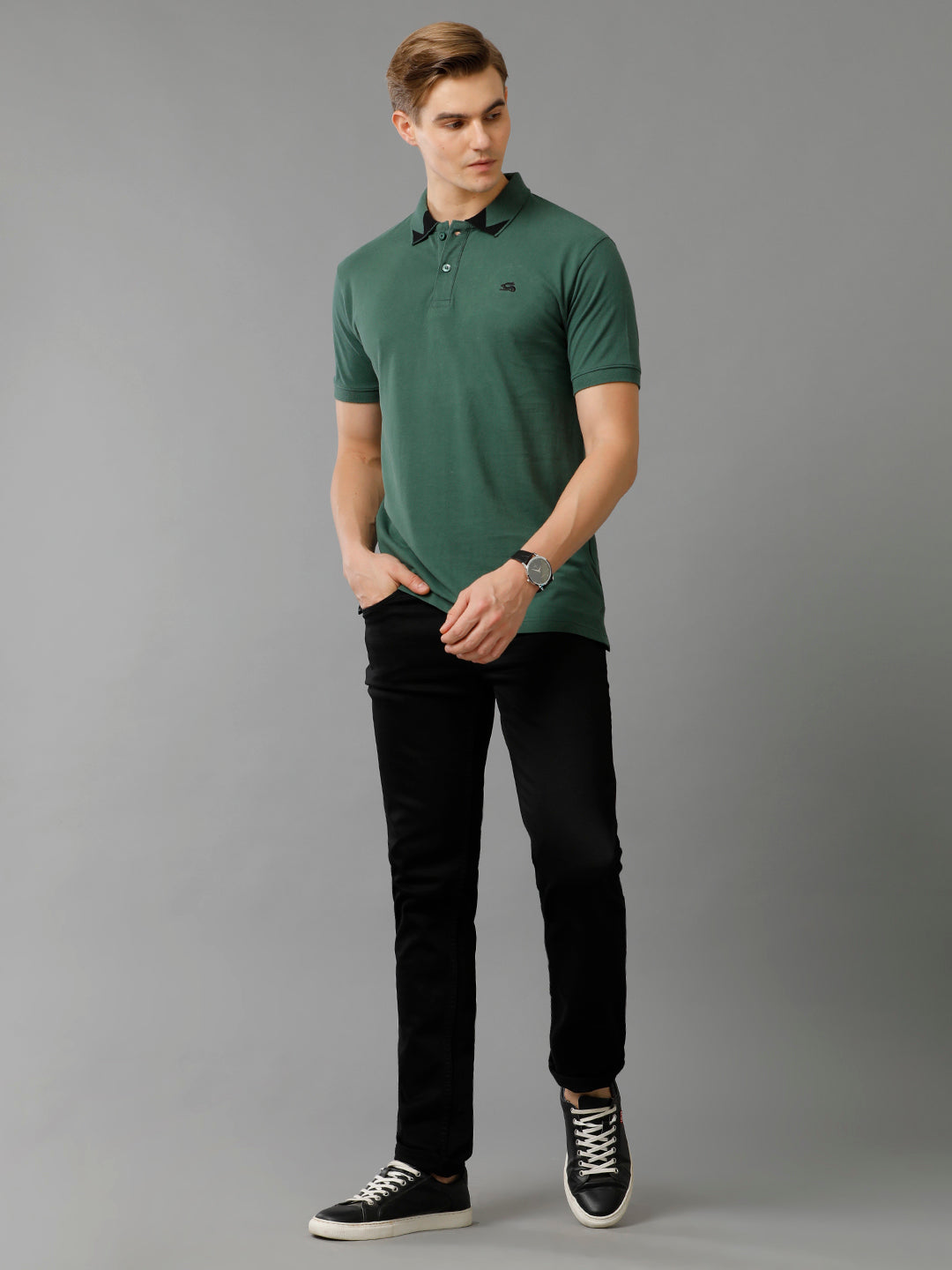 Men Green Regular Fit Polo T-Shirt
