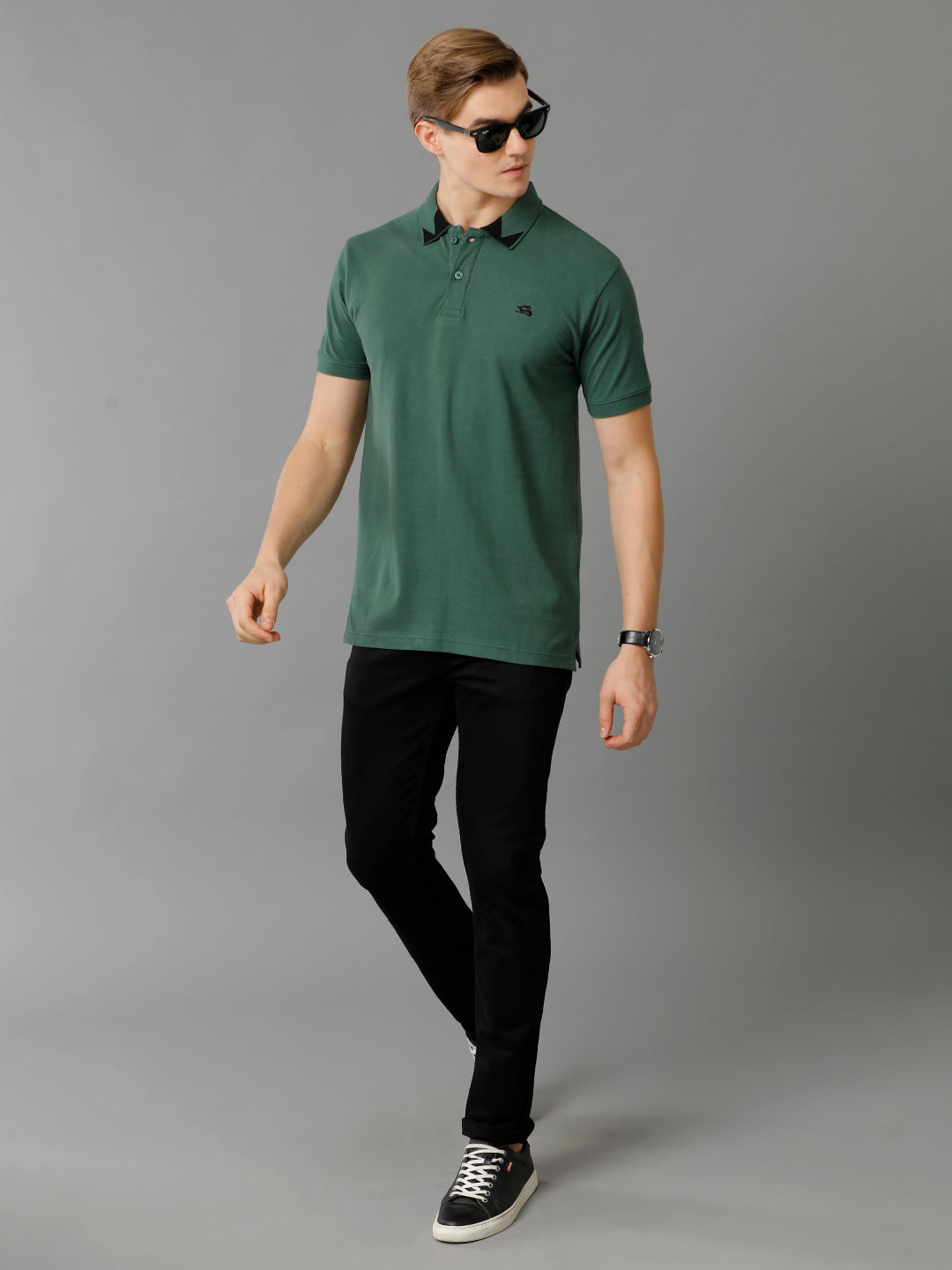 Men Green Regular Fit Polo T-Shirt