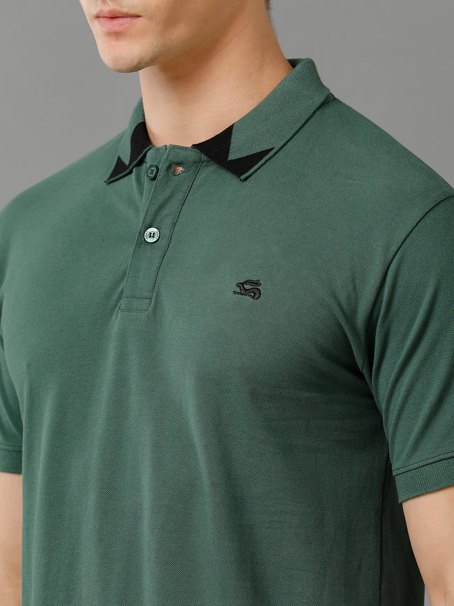 Men Green Regular Fit Polo T-Shirt