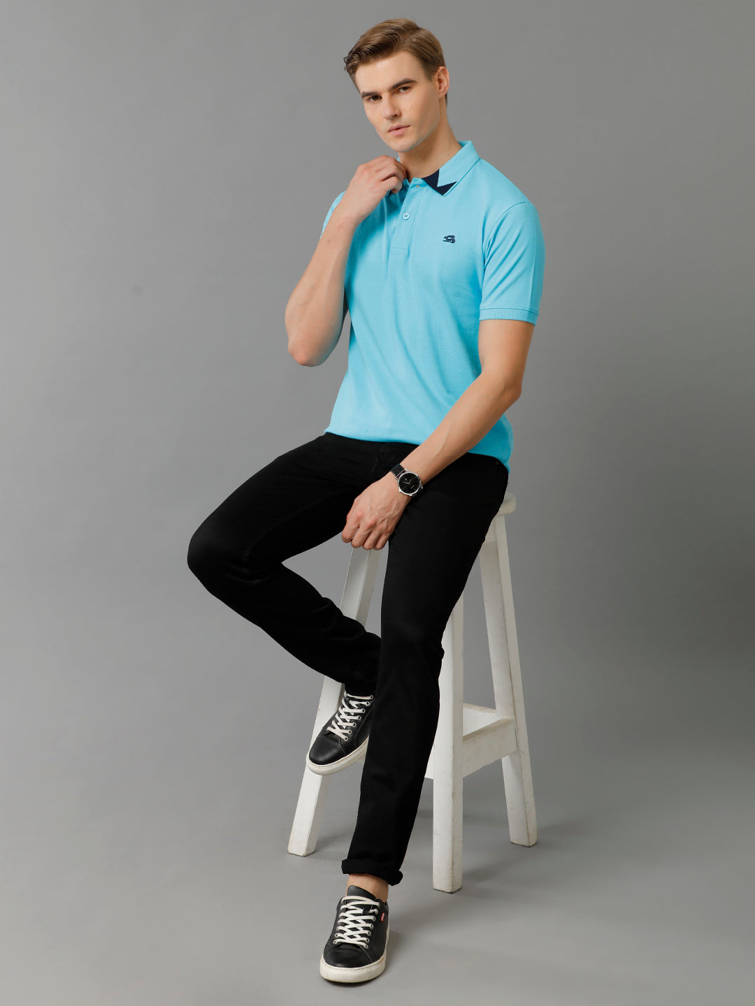 Men Blue Regular Fit Polo T-Shirt