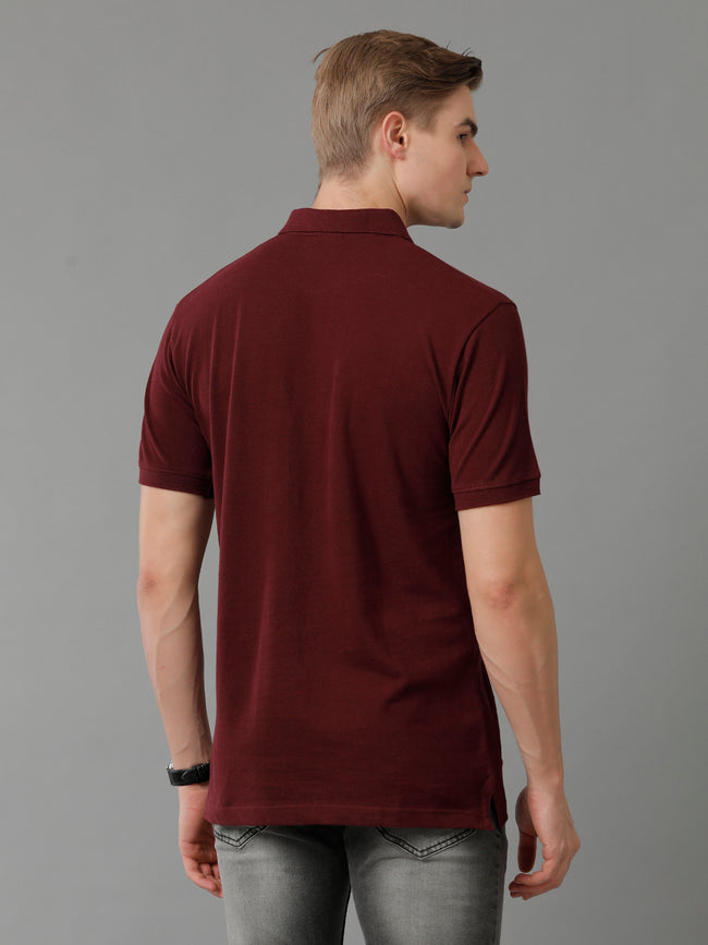 Men Maroon Regular Fit Polo T-Shirt