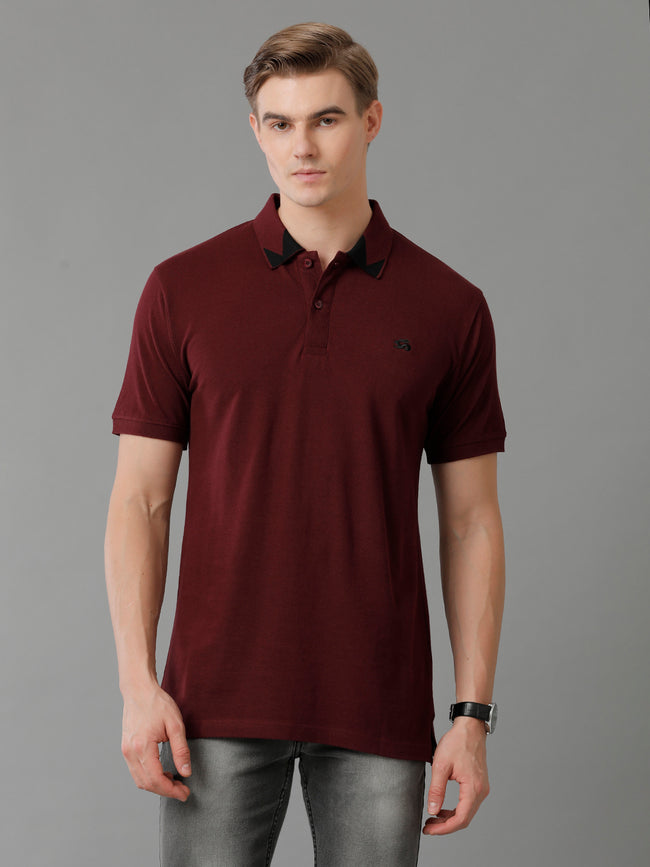 Men Maroon Regular Fit Polo T-Shirt
