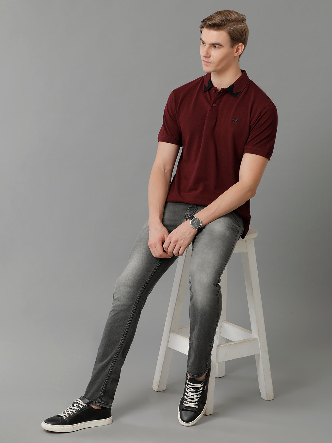 Men Maroon Regular Fit Polo T-Shirt