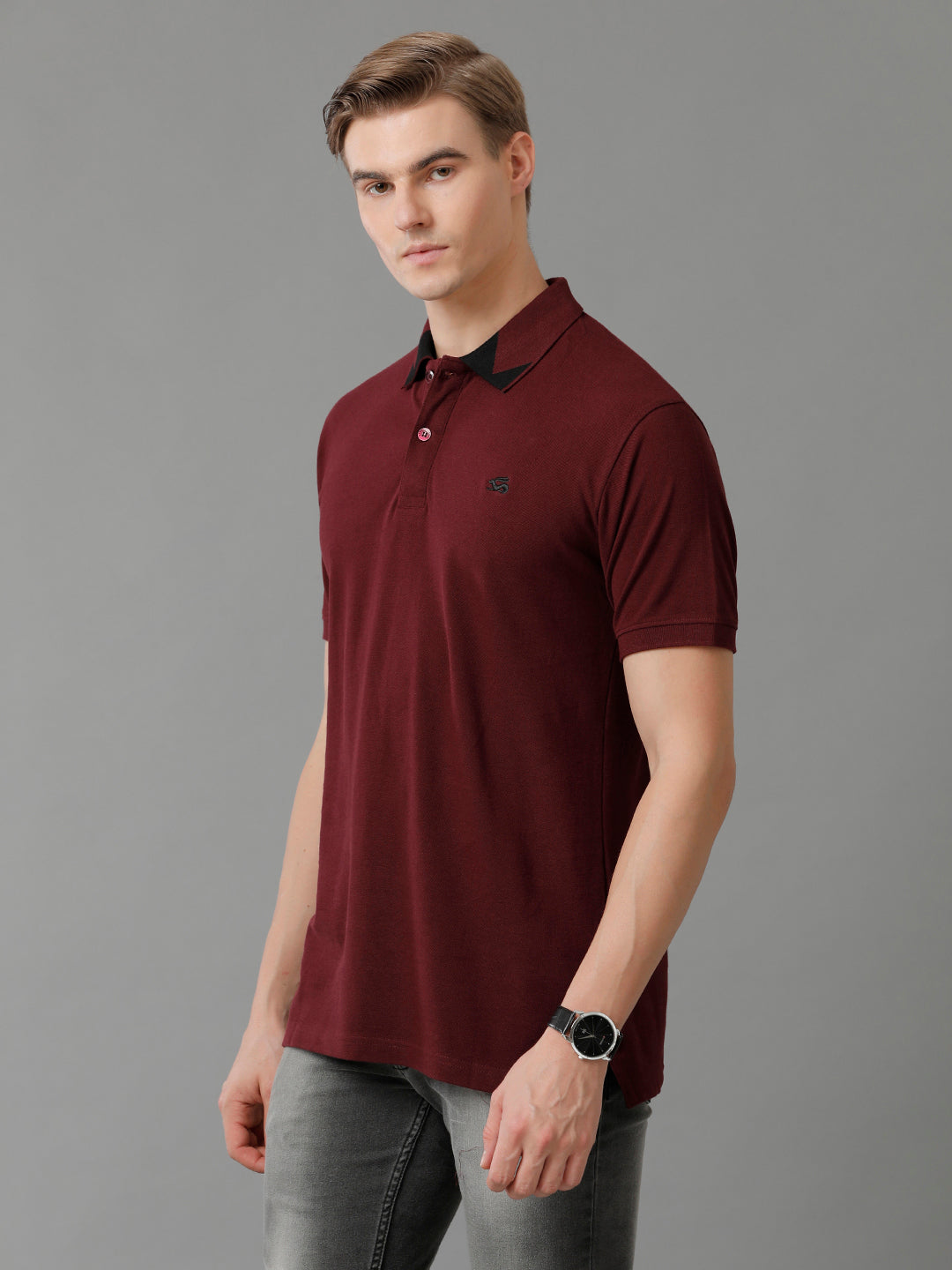 Men Maroon Regular Fit Polo T-Shirt