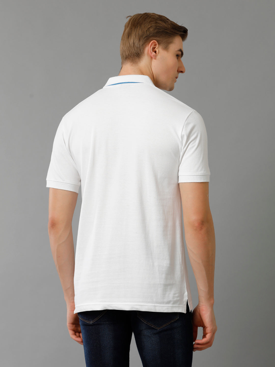 Men White Regular Fit Polo T-Shirt