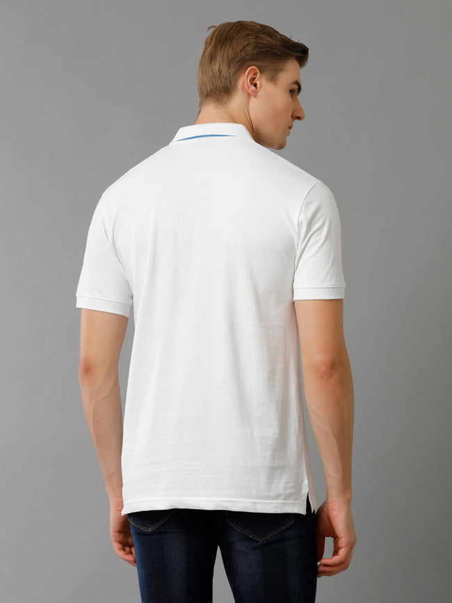 Men White Regular Fit Polo T-Shirt