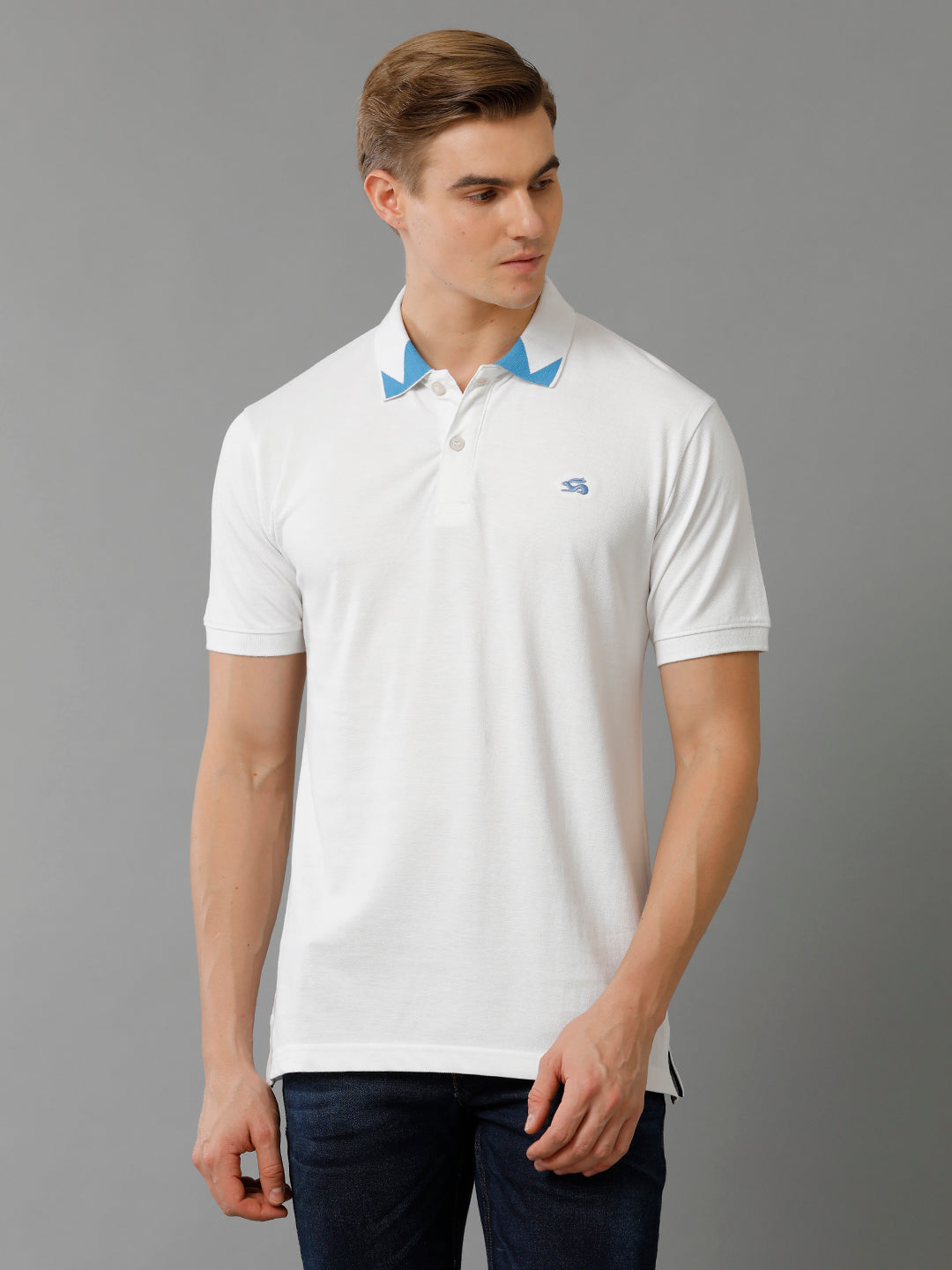 Men White Regular Fit Polo T-Shirt
