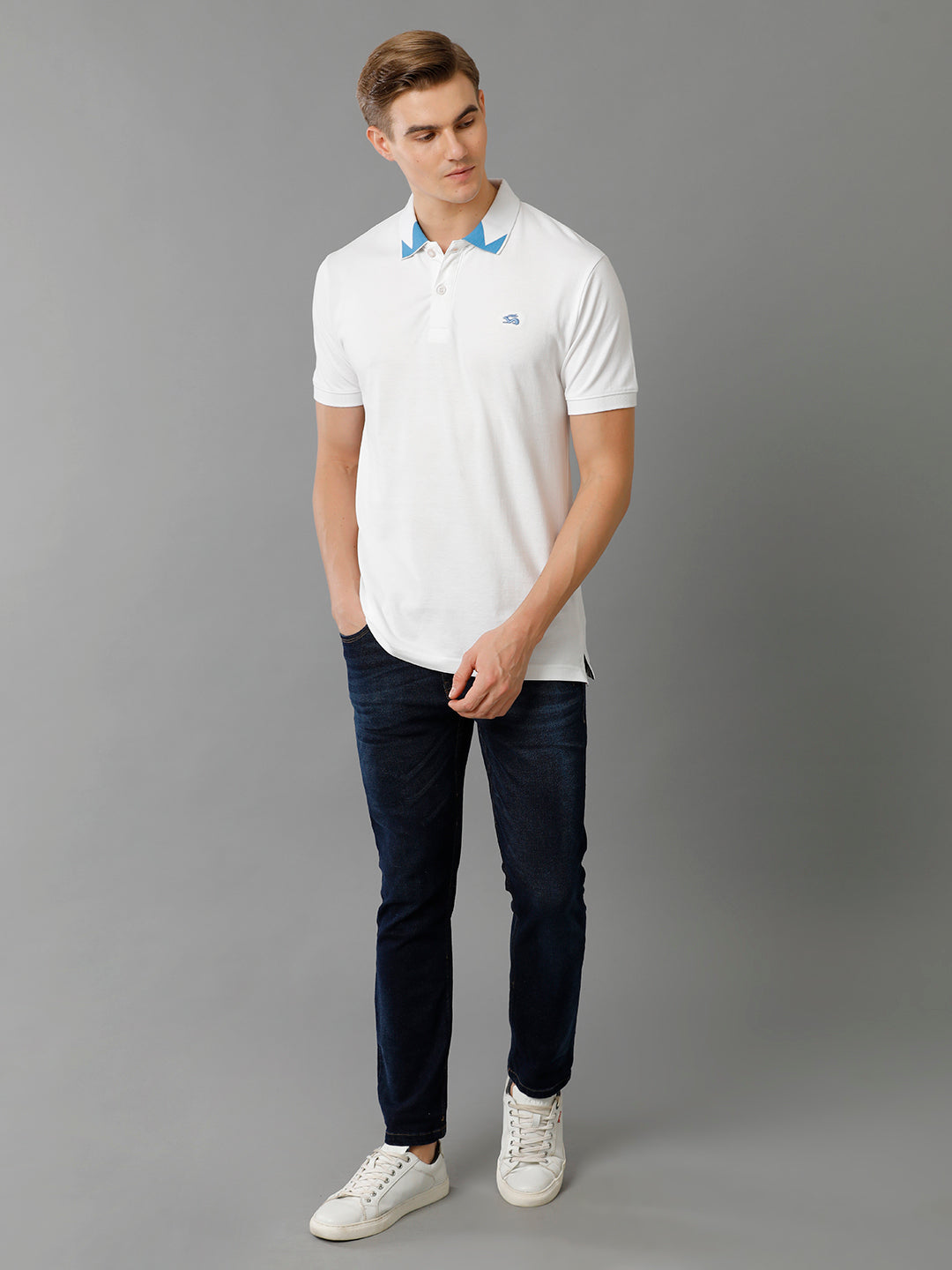 Men White Regular Fit Polo T-Shirt