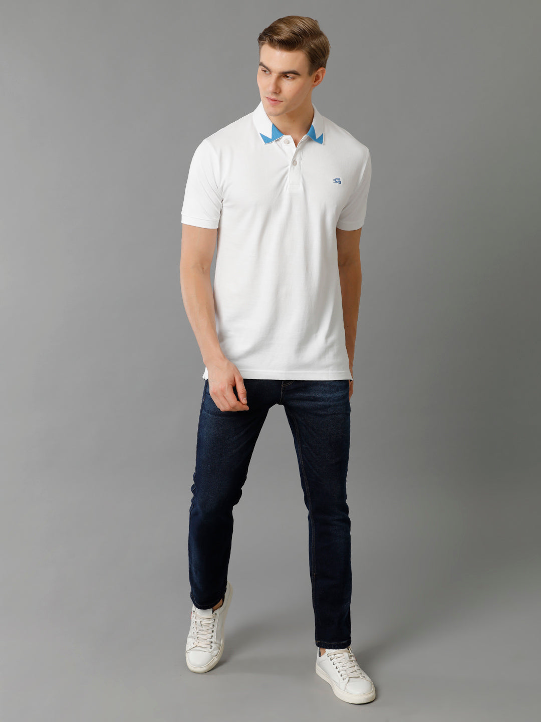 Men White Regular Fit Polo T-Shirt
