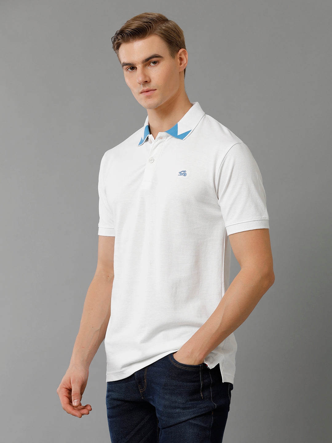 Men White Regular Fit Polo T-Shirt