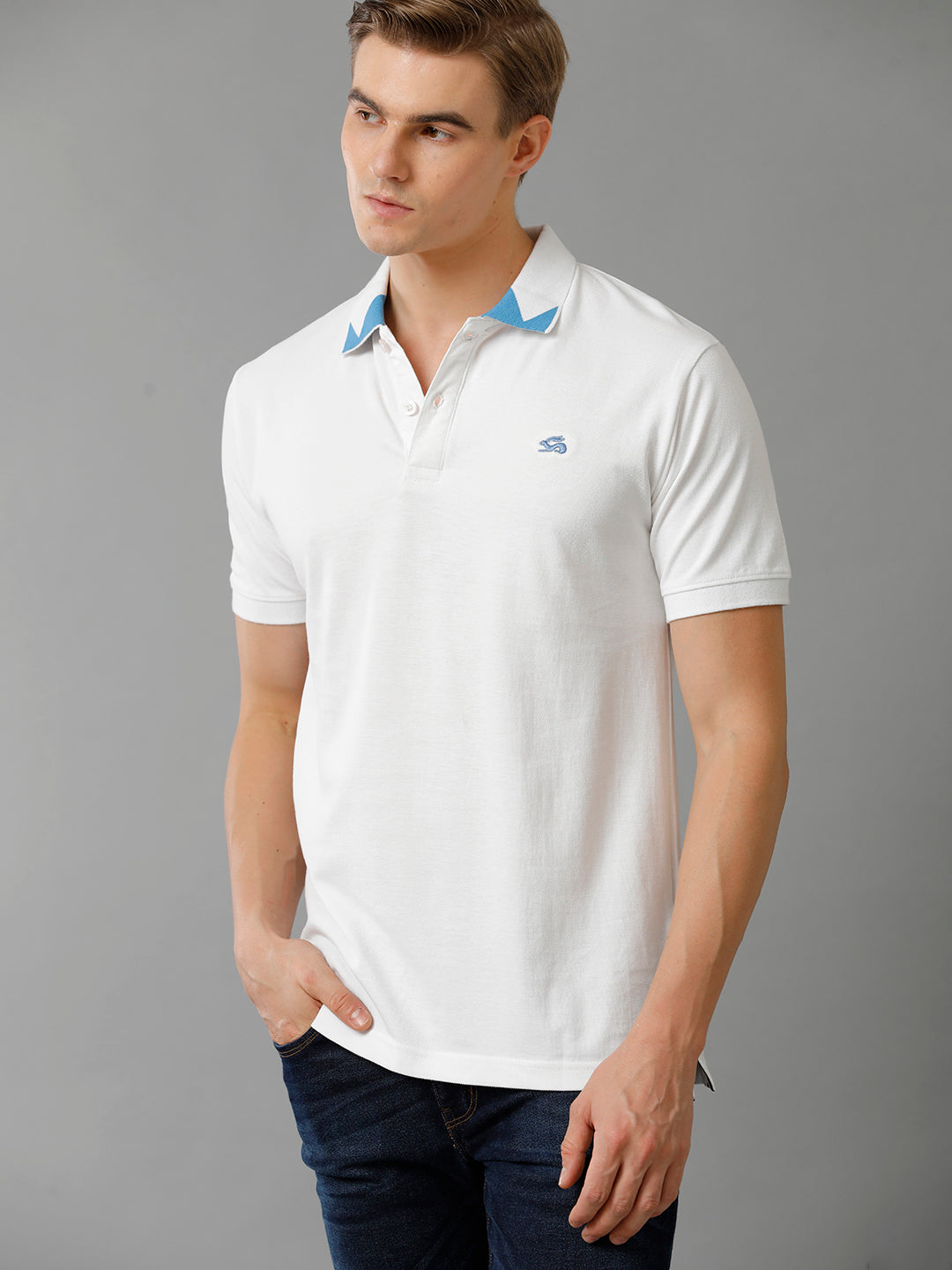 Men White Regular Fit Polo T-Shirt