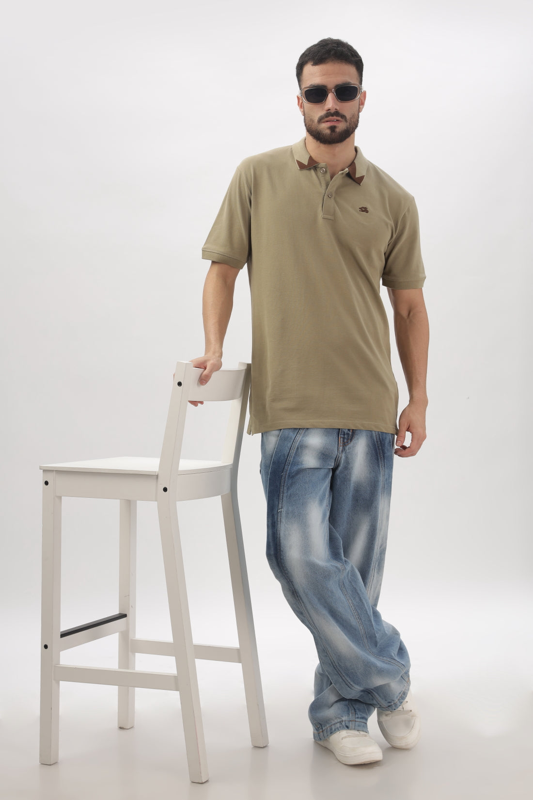 Men Beige Regular Fit Polo T-Shirt
