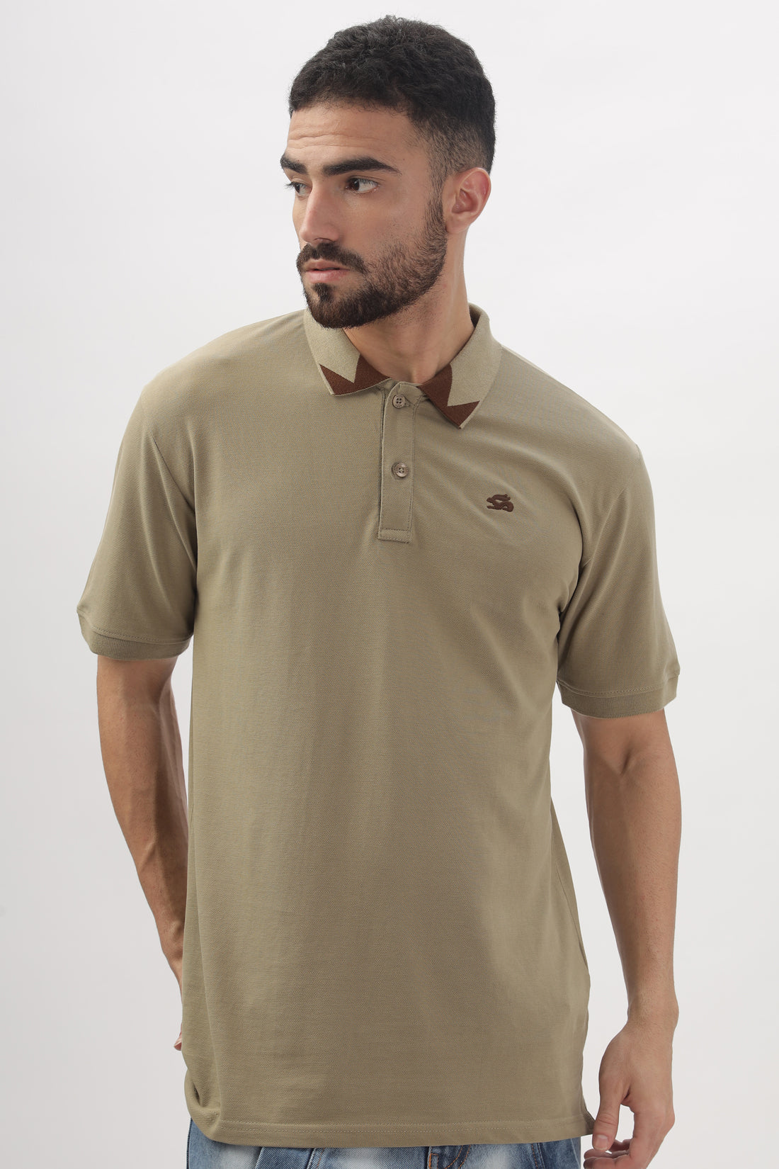 Men Beige Regular Fit Polo T-Shirt