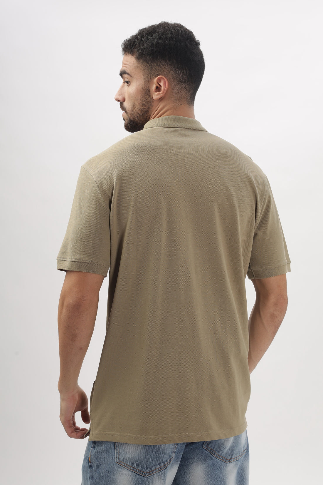 Men Beige Regular Fit Polo T-Shirt