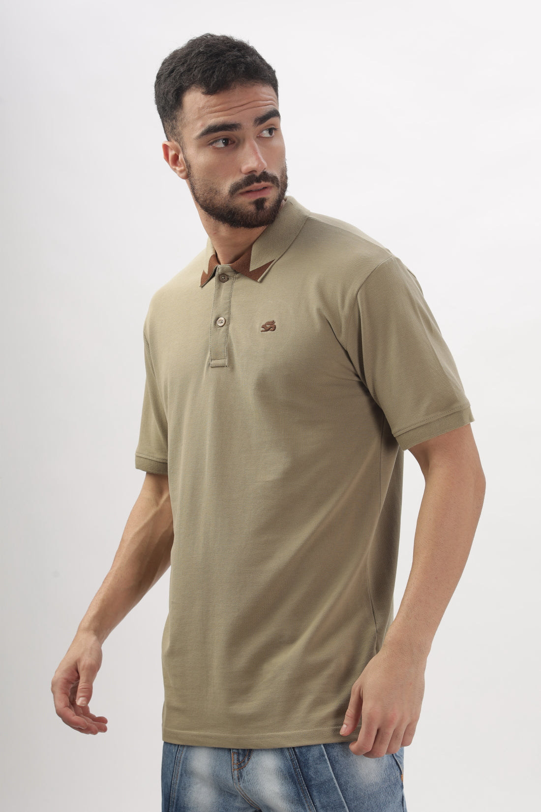 Men Beige Regular Fit Polo T-Shirt
