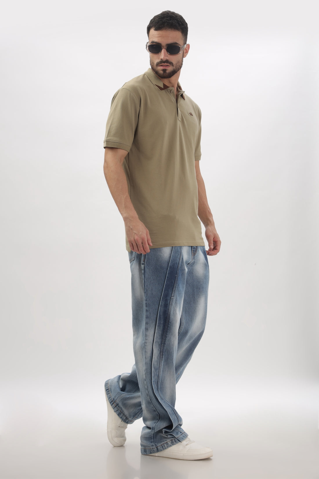 Men Beige Regular Fit Polo T-Shirt