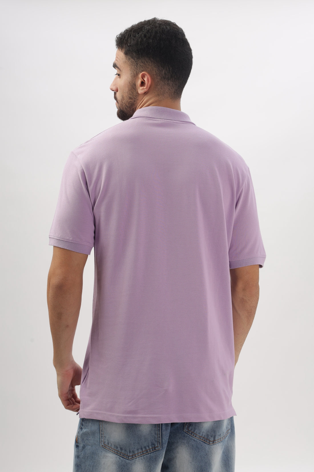 Men Lavendar Regular Fit Polo T-Shirt