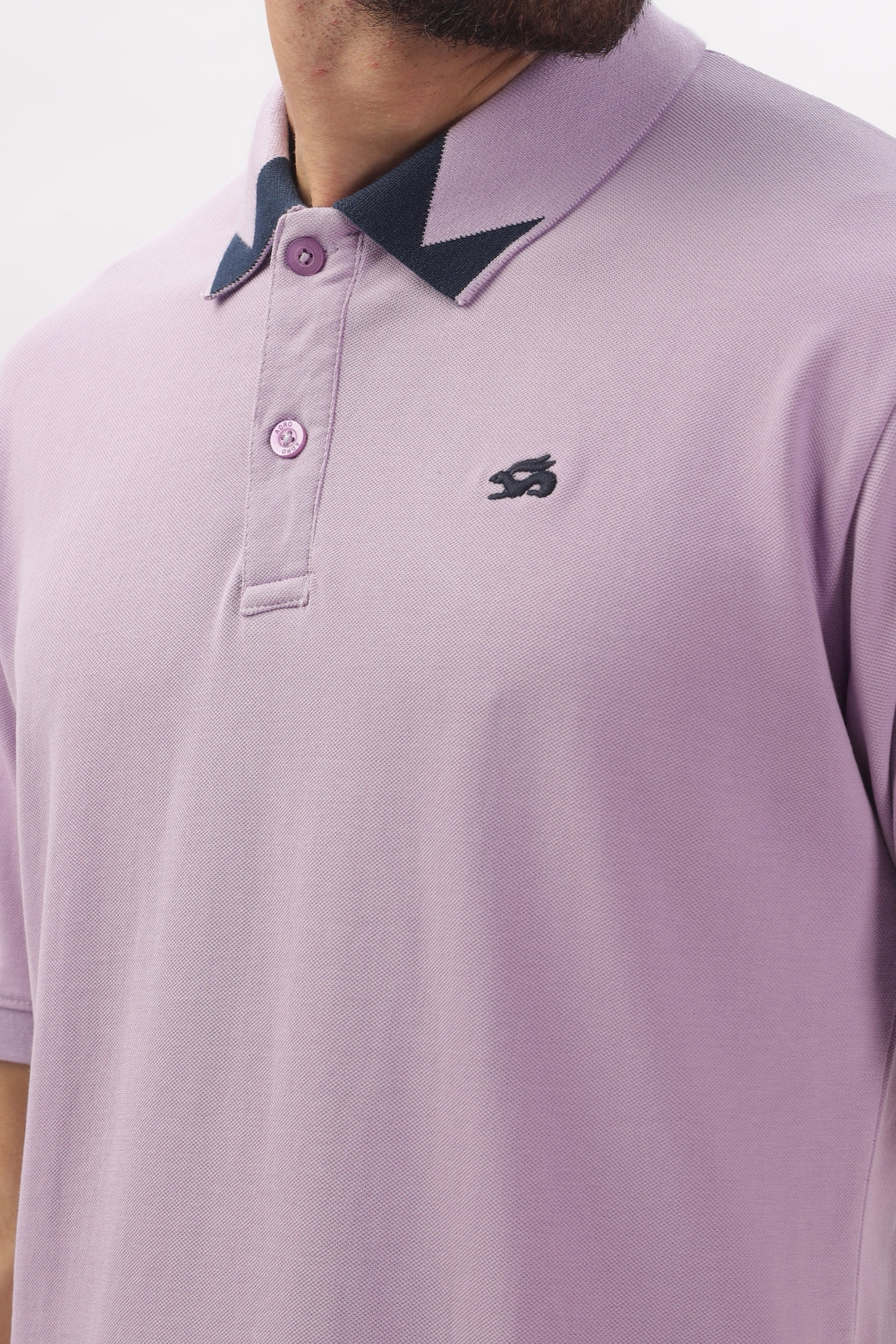 Men Lavendar Regular Fit Polo T-Shirt