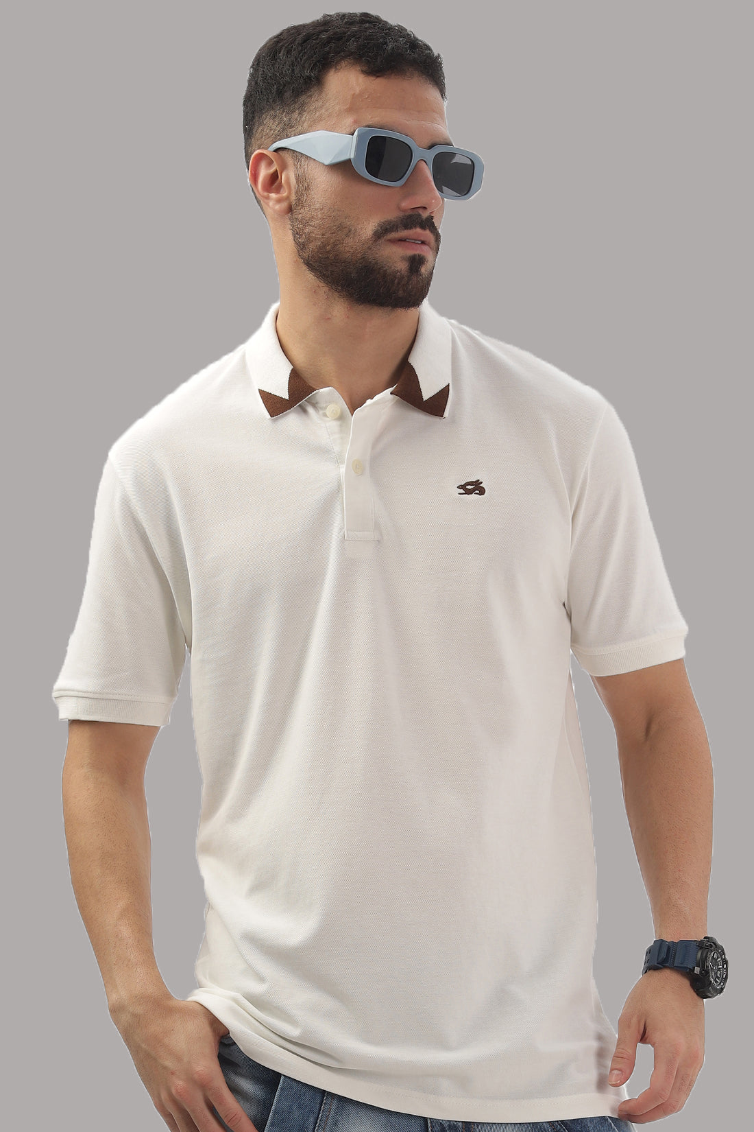 Men Off-White Regular Fit Polo T-Shirt