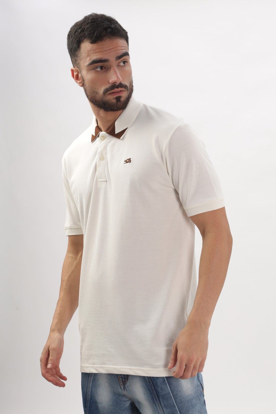 Men Off-White Regular Fit Polo T-Shirt