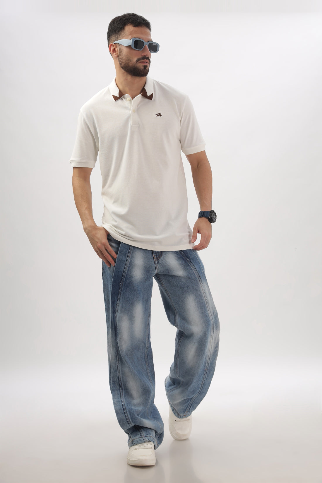 Men Off-White Regular Fit Polo T-Shirt