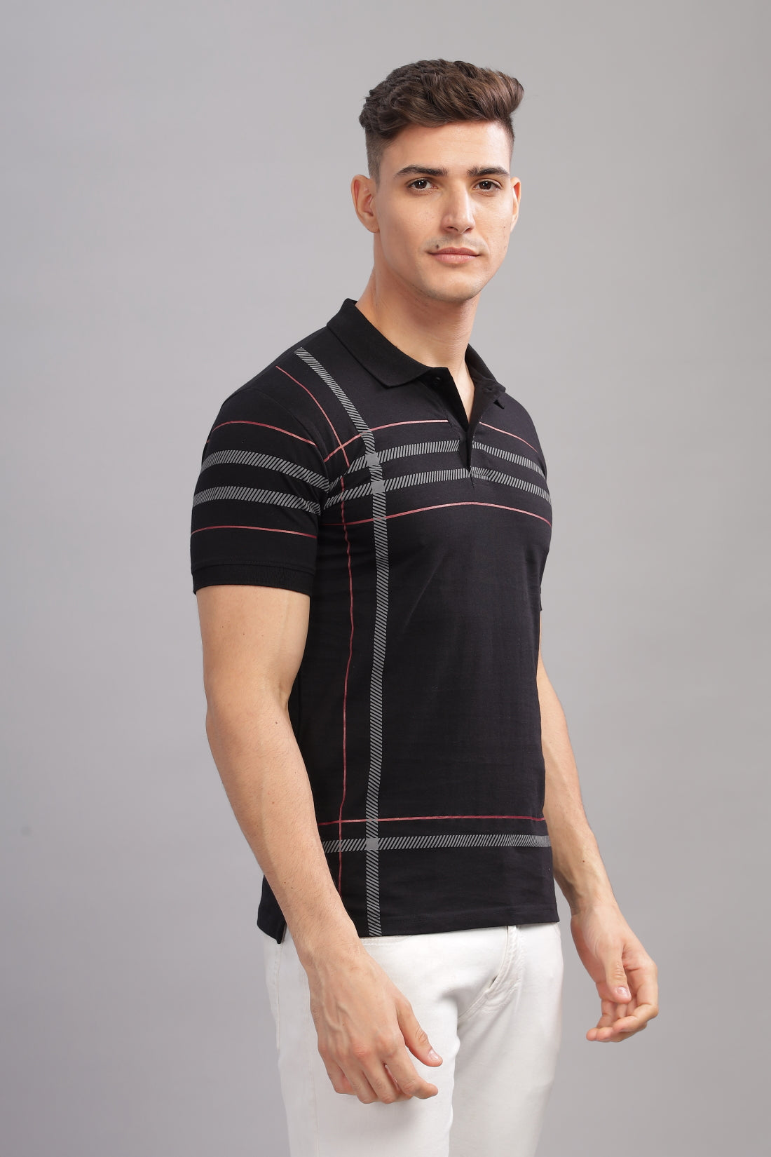 Men Black Regular Fit Polo T-Shirt