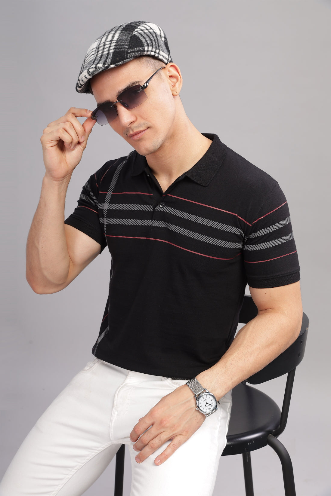 Men Black Regular Fit Polo T-Shirt