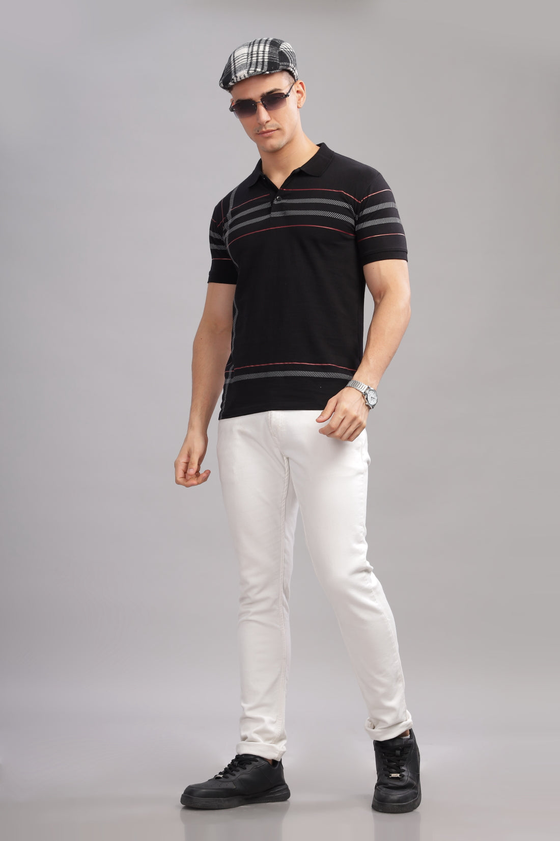 Men Black Regular Fit Polo T-Shirt