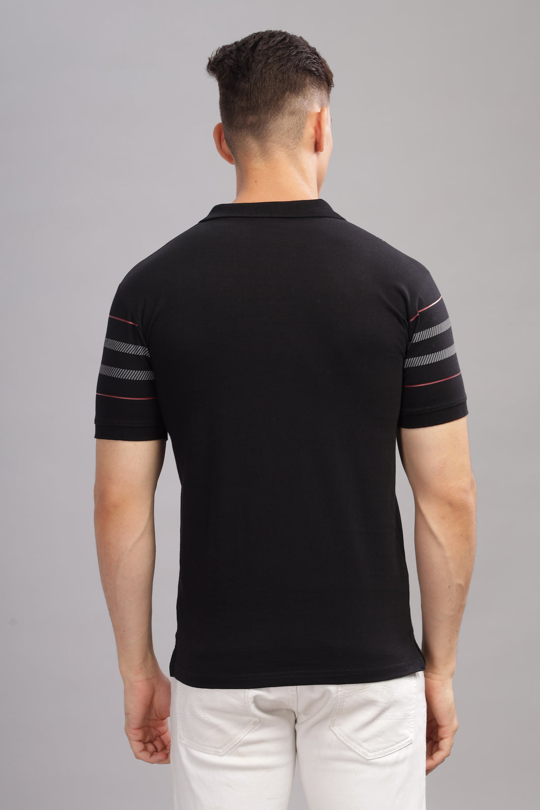Men Black Regular Fit Polo T-Shirt