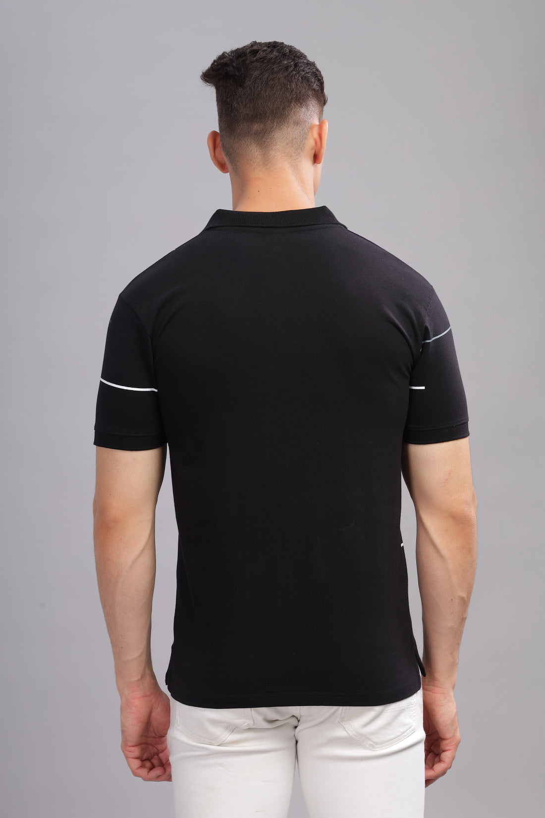 Men Black Regular Fit Polo T-Shirt
