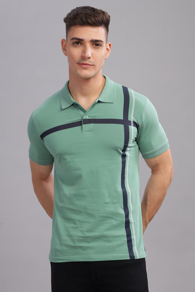 Men Green Regular Fit Polo T-Shirt