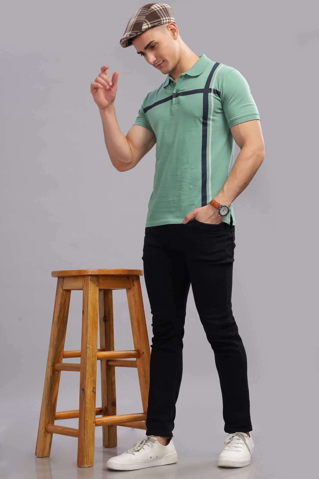 Men Green Regular Fit Polo T-Shirt