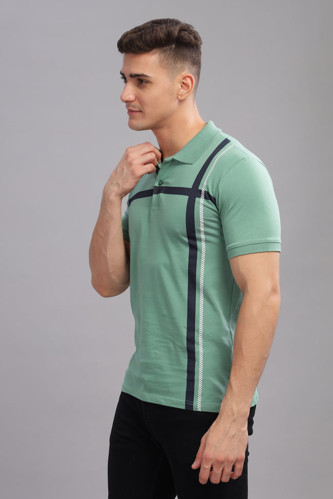 Men Green Regular Fit Polo T-Shirt