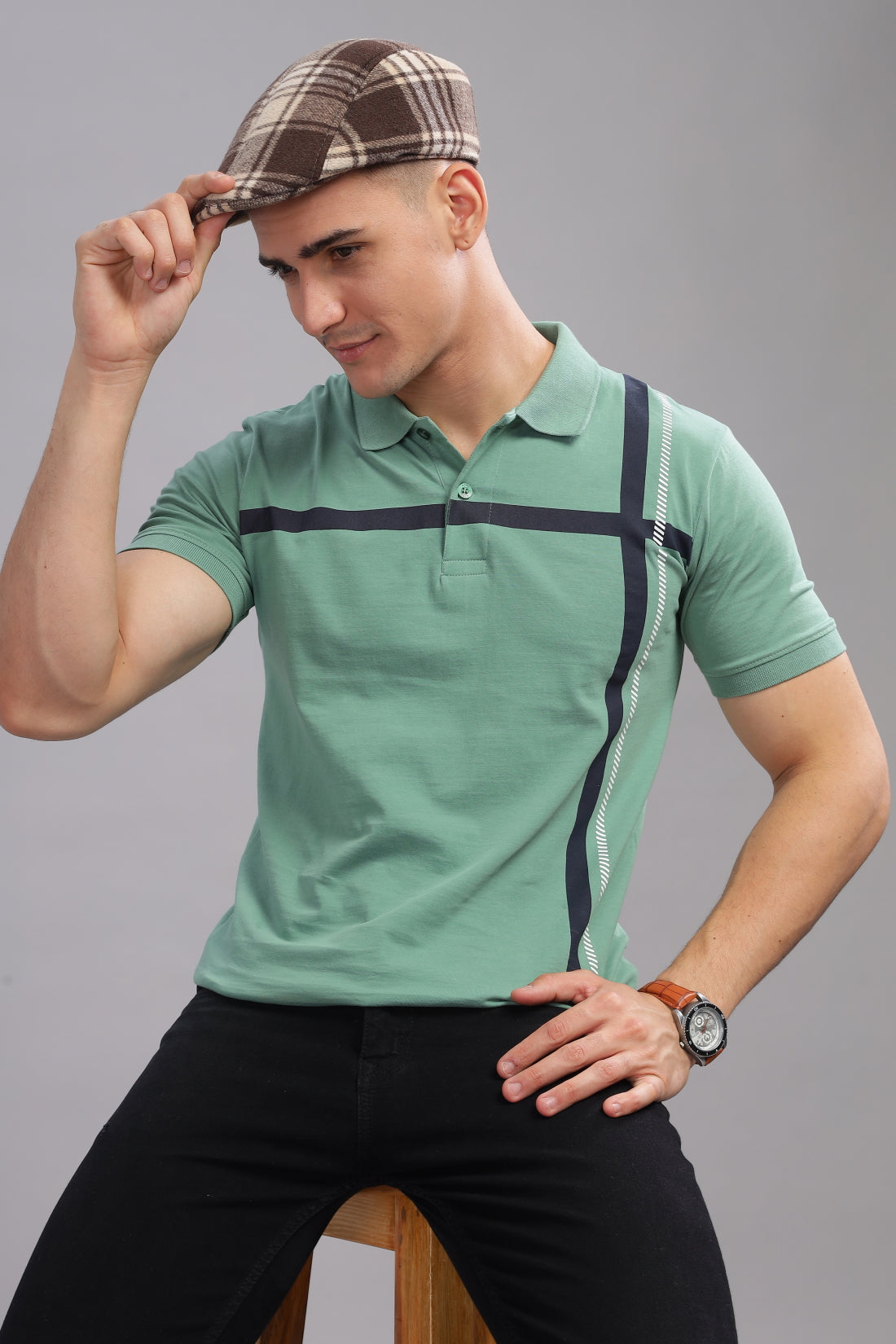Men Green Regular Fit Polo T-Shirt