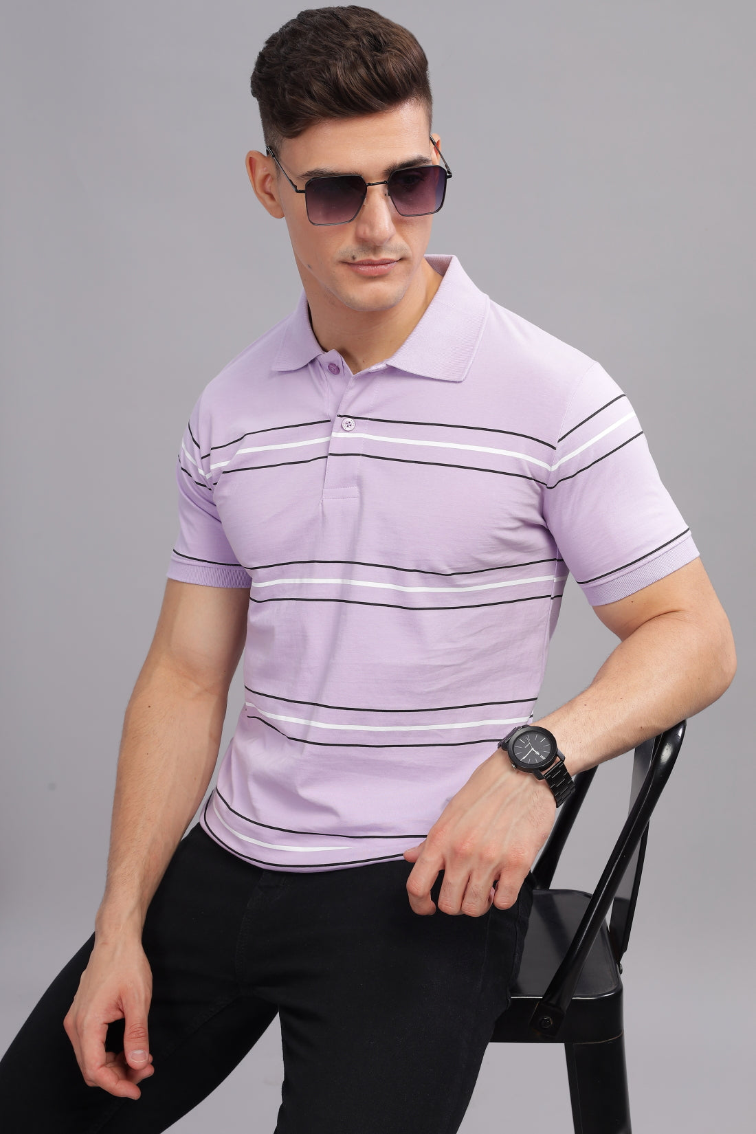 Men Purple Regular Fit Polo T-Shirt