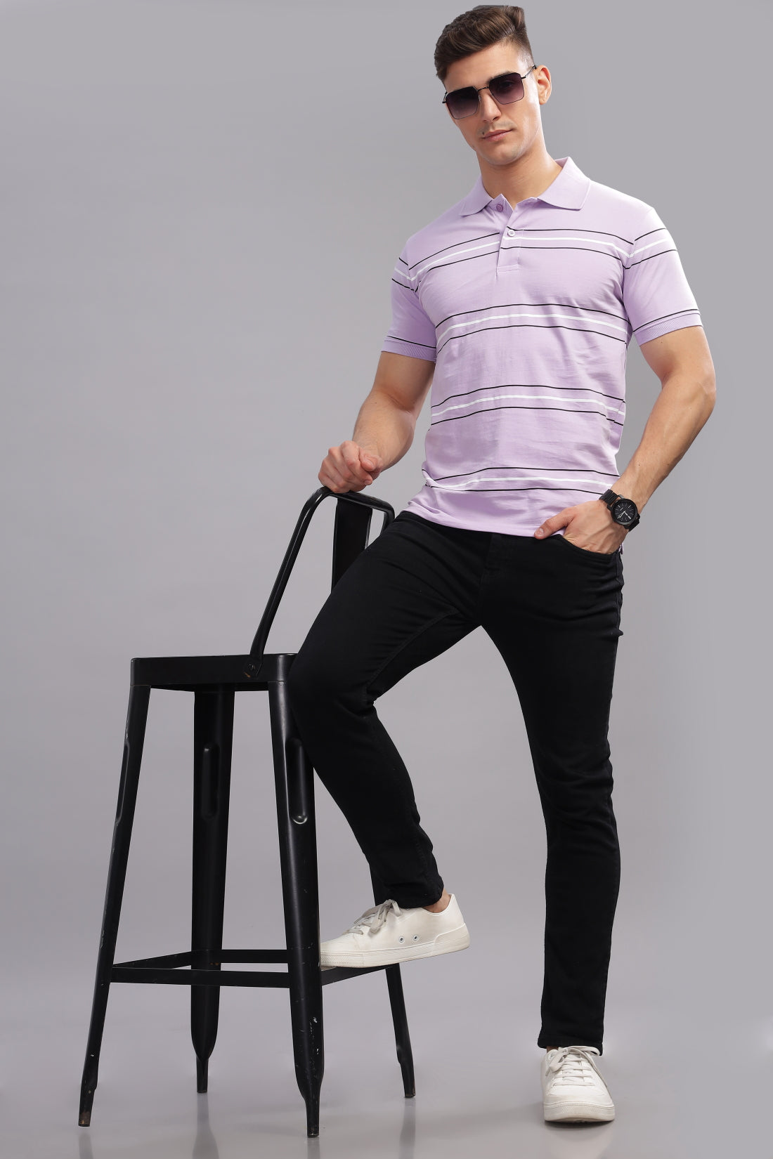 Men Purple Regular Fit Polo T-Shirt