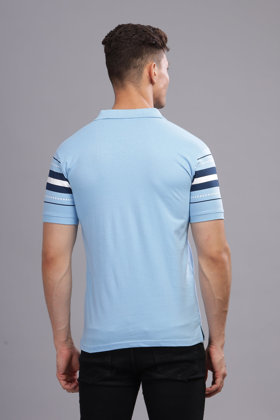 Men Sky Blue Regular Fit Polo T-Shirt