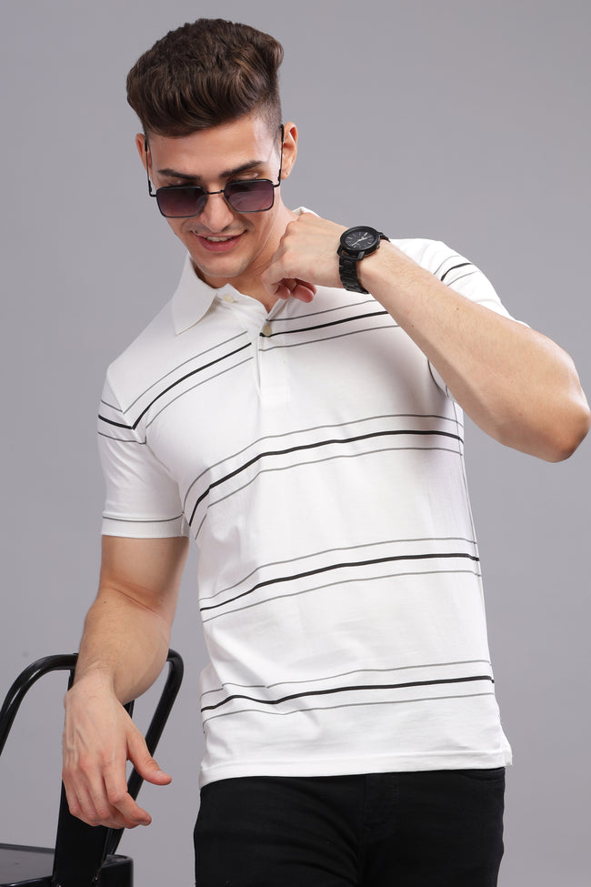 Men White Regular Fit Polo T-Shirt