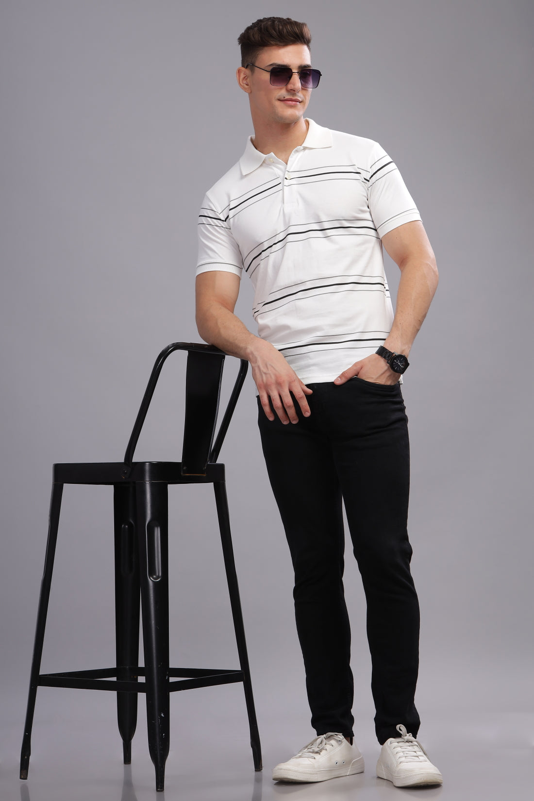Men White Regular Fit Polo T-Shirt