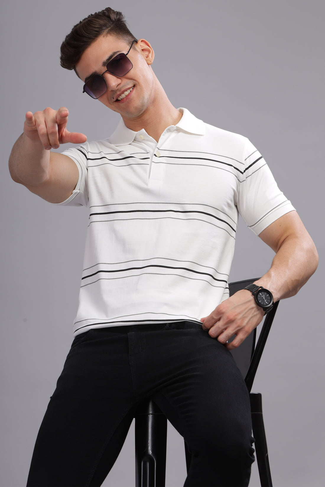 Men White Regular Fit Polo T-Shirt
