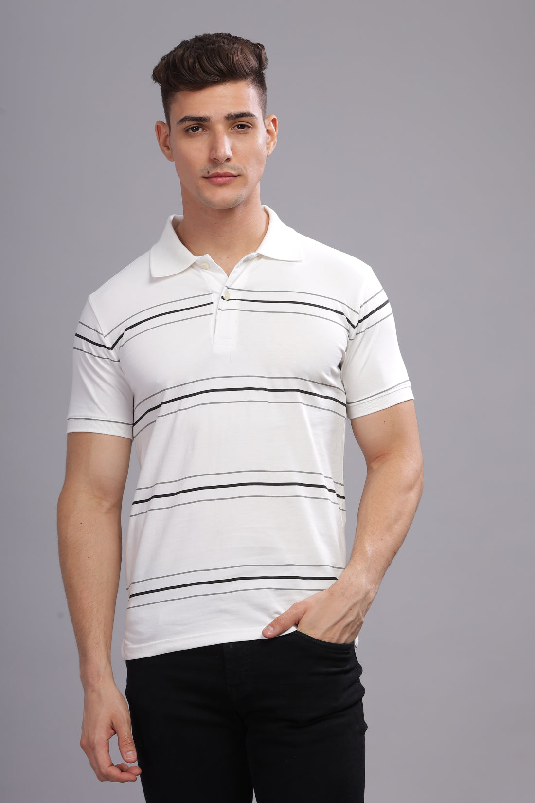 Men White Regular Fit Polo T-Shirt