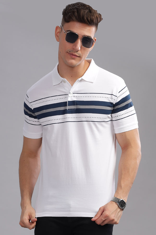 Men White Regular Fit Polo T-Shirt