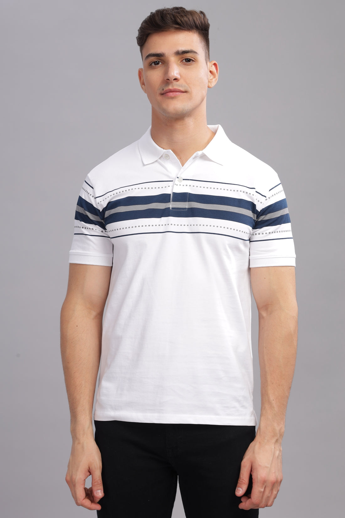 Men White Regular Fit Polo T-Shirt