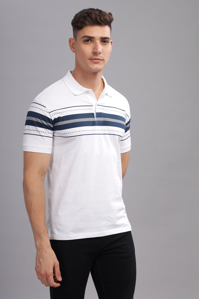 Men White Regular Fit Polo T-Shirt