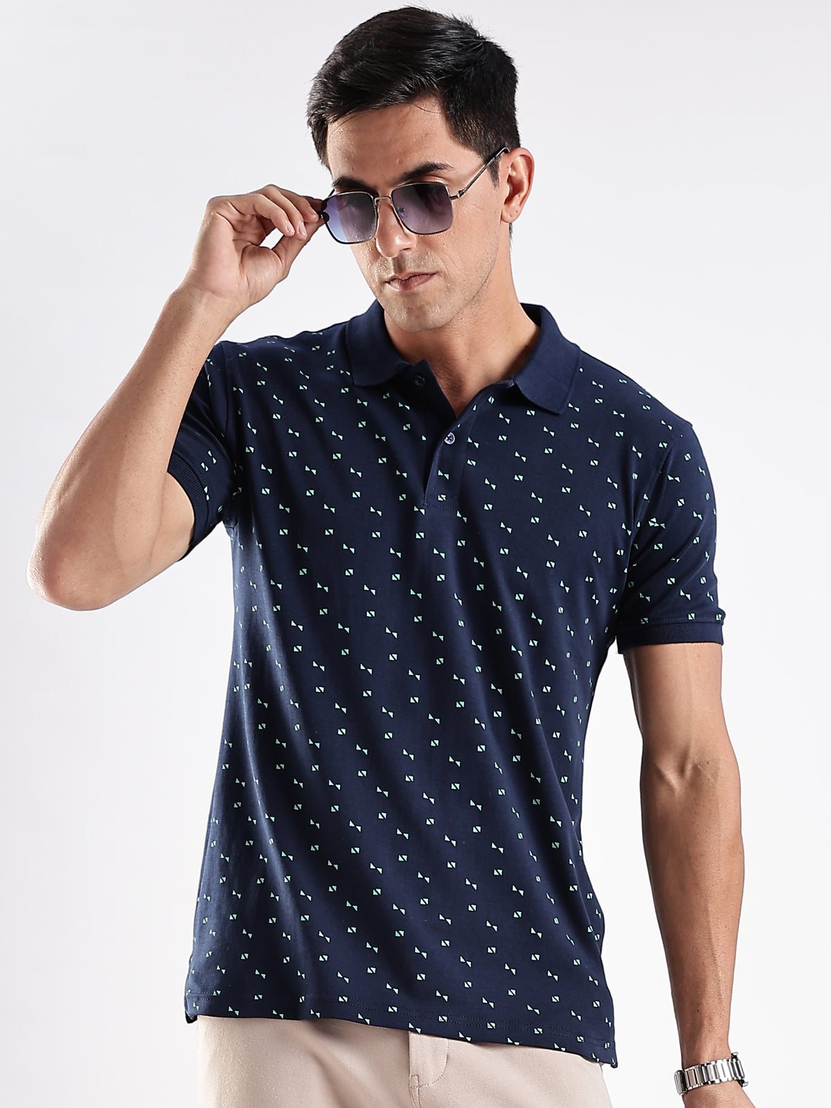 Men Navy Regular Fit Polo T-Shirt